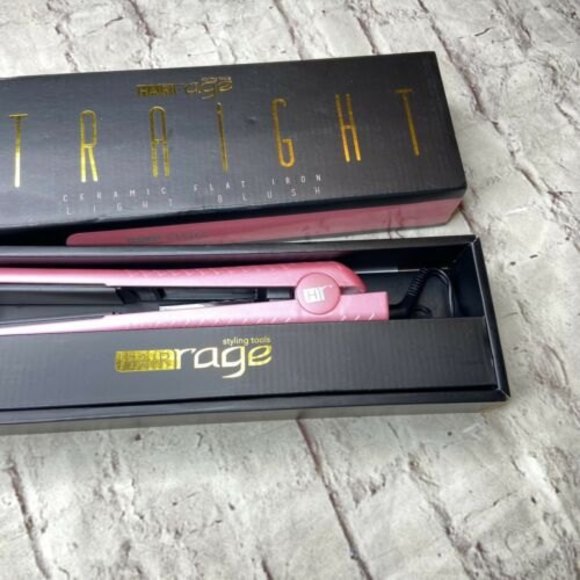 Hair Rage  1.25-Inch Ceramic Flat Iron Light Blush Pink Pearlescent Edition NWT main image 4